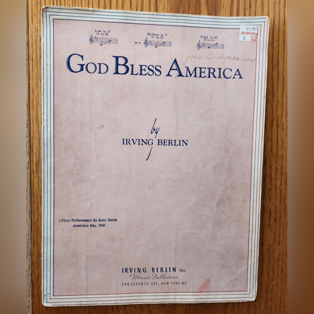 VINTAGE 1939 IRVING BERLIN "GOD BLESS AMERICA" SHEET MUSIC